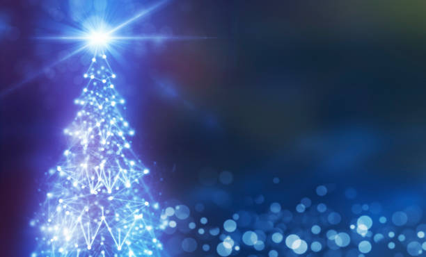 istock Christmas in Digital Space with Christmas Tree Made of Network Connections 1050826744