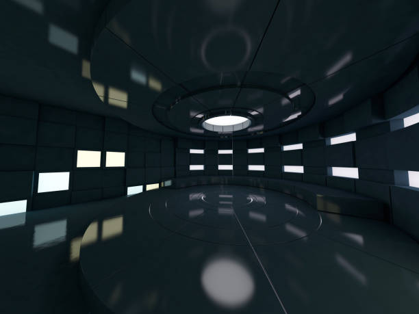 istock Background of an empty room with walls and neon light. Neon rays and glow. 3D 1050827566