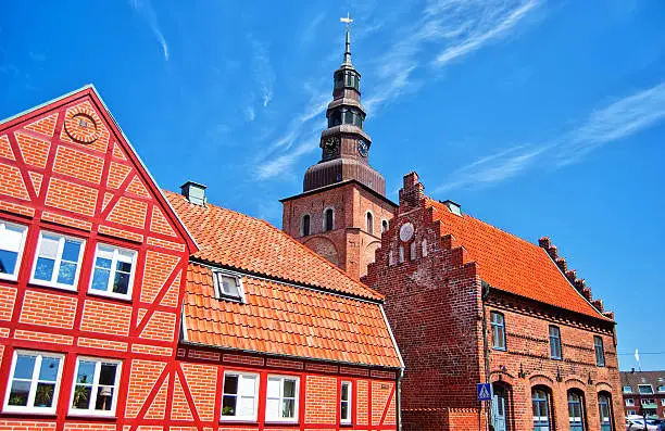 An image of the very old yet well preserved saint marys church at Ystad in southern Sweden.