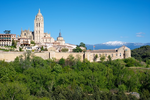 old town of Segovia, the tower that stands out is part of the cathedral, Castilla Leon, Spain