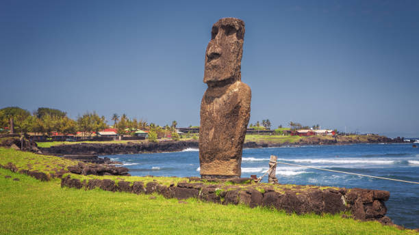 istock Moai statue at the harbor on Hanga Roa, Easter Island, Chile 1050832386
