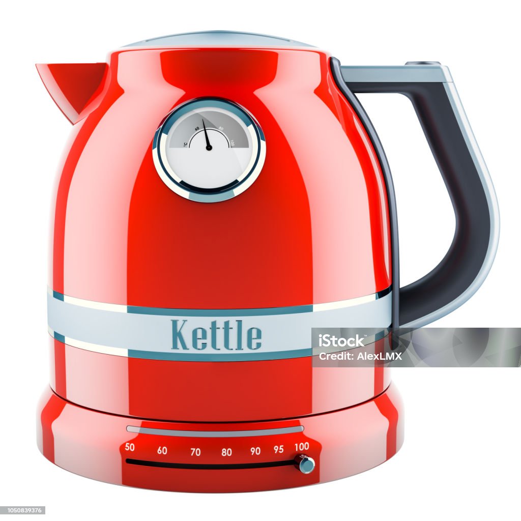 Red Stainless Electric Tea Kettle Retro Design 3d Rendering Isolated On  White Background Stock Photo - Download Image Now - iStock