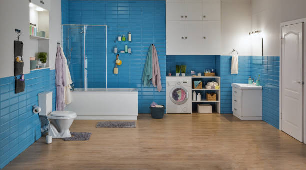 istock modern bathroom with toilet bowl 1050847918