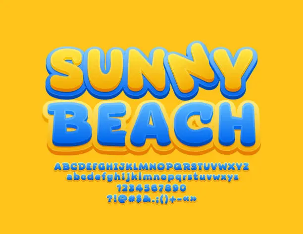 Vector illustration of Vector Bright Sign Sunny Beach with Alphabet