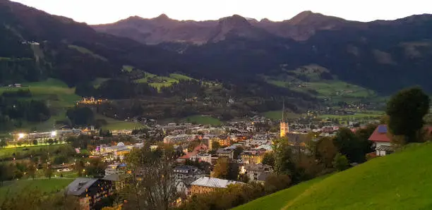 Photo of High angle view on Bad Hof Gastein at night