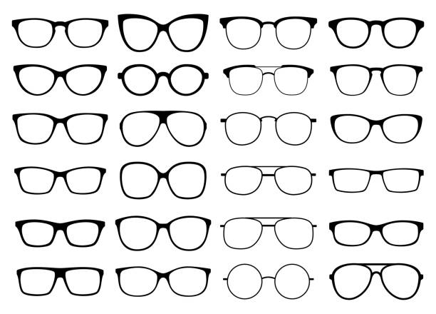 gläser-vektor-sammlung. sonnenbrillen-set - aviator glasses stock-grafiken, -clipart, -cartoons und -symbole