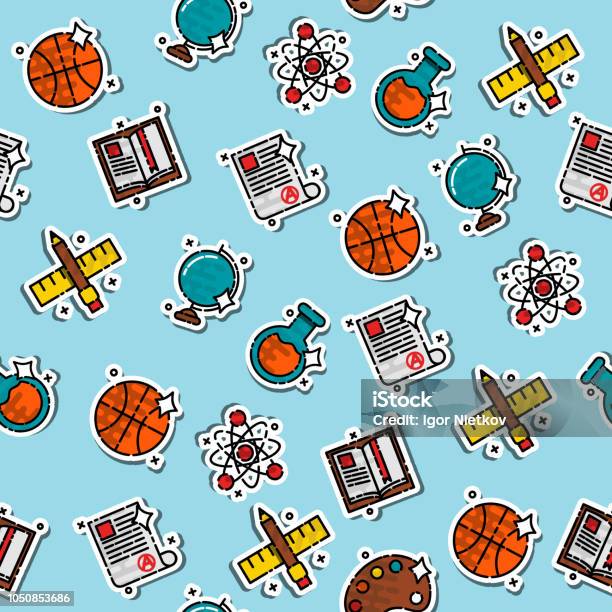 Colored Education Pattern Stock Illustration - Download Image Now - Back, Backgrounds, Book