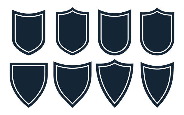 zestaw kształtów odznak - police badge badge police white background stock illustrations