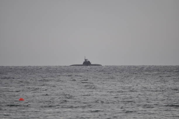 istock The beautiful warship on sea. 1050859770