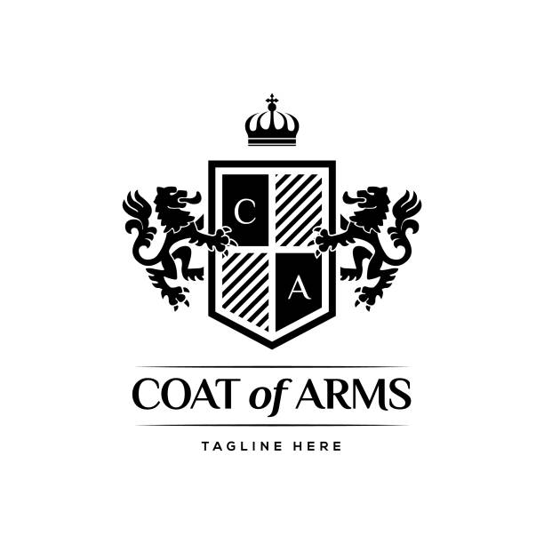 ilustraciones, imágenes clip art, dibujos animados e iconos de stock de concepto de diseño de logo escudo heráldico de lujo - college