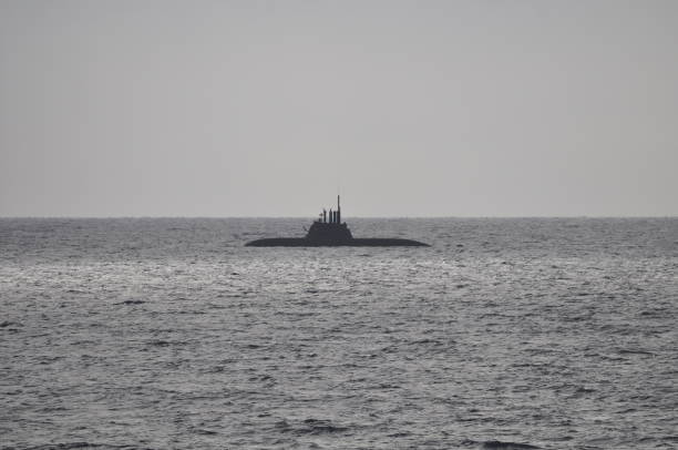 istock The beautiful warship on sea. 1050860108