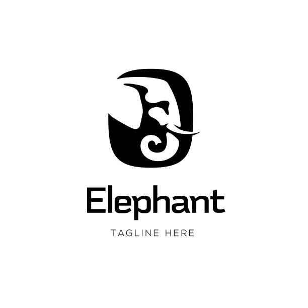 illustrations, cliparts, dessins animés et icônes de éléphant signe logo design - elephants head