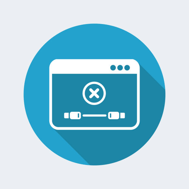 Error cable alert - Vector flat minimal icon Flat and isolated vector illustration on blue round icon with modern design and long shadow connection interrupted stock illustrations