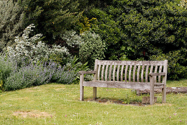 istock Park Bench in Churchyard Garden 105086130