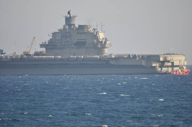 istock The beautiful warship on sea. 1050862800