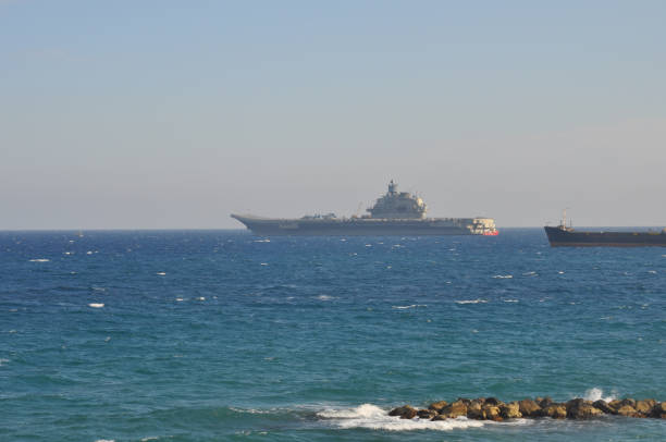 istock The beautiful warship on sea. 1050862934