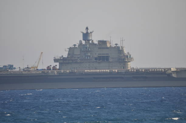 istock The beautiful warship on sea. 1050863240