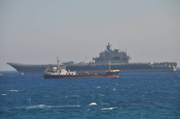 istock The beautiful warship on sea. 1050863330