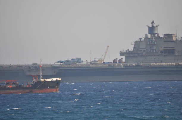 istock The beautiful warship on sea. 1050863614
