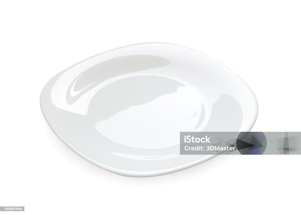 White plate isolated Empty rounded white plate isolated from background Clean Stock Photo
