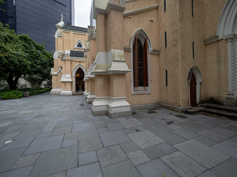 Hong Kong/China - August 12 2018: St. John's Cathedral. The Cathedral Church of Saint John the Evangelist is the oldest Anglican church in the Far East.