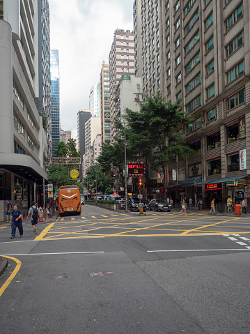 Hong Kong/China - August 12 2018: Lockhart Road in Wan Chai, Hong Kong. Wan Chai is a metropolitan area situated on the northern shore of Hong Kong Island, in Hong Kong.