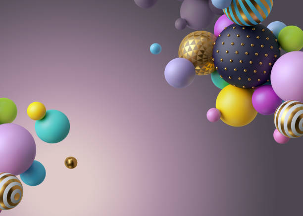 istock 3d render, abstract geometric background, colorful balls, multicolored balloons, candy, primitive shapes, minimalistic design, party decoration, plastic toys, isolated elements 1050881898