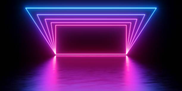 3d Render Abstract Minimal Background Glowing Lines Tunnel Arch Corridor  Pink Blue Neon Lights Ultraviolet Spectrum Virtual Reality Laser Show Stock  Photo - Download Image Now - iStock
