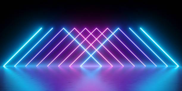 istock 3d render, neon lights, abstract background, glowing lines, virtual reality, violet triangles, ultraviolet, infrared, spectrum vibrant colors, laser show 1050883322