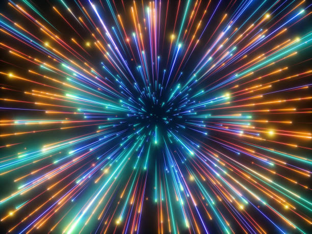 istock 3d render, blue gold fireworks, abstract cosmic background, big bang, galaxy, falling stars, celestial, beauty of universe, speed of light, neon glow, cosmos, ultraviolet infrared light, outer space 1050883428