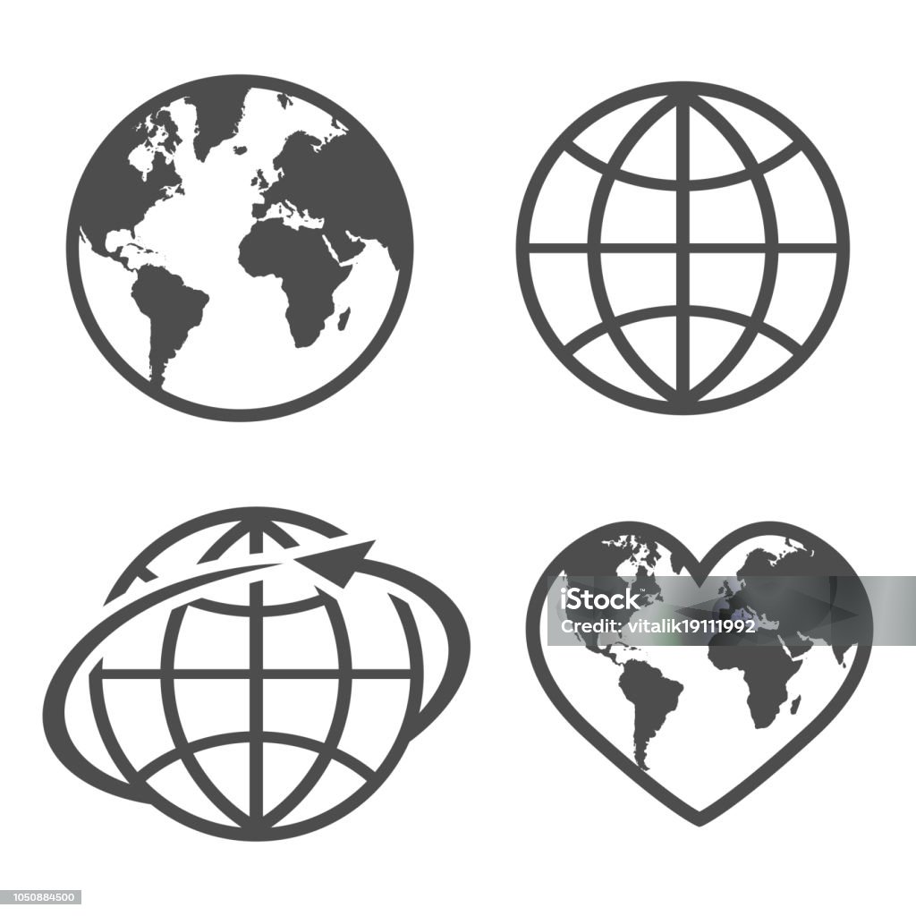 Set con guanto di terra icona su sfondo bianco - arte vettoriale royalty-free di Globo terrestre