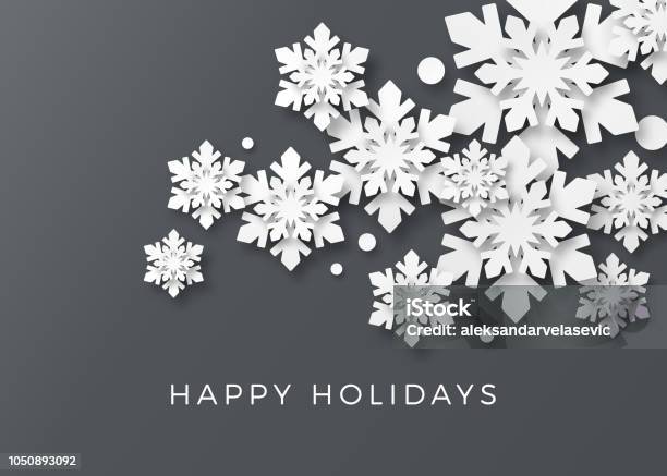 Holiday Card With Paper Snowflakes Stock Illustration - Download Image Now - Snowflake Shape, Christmas, Backgrounds