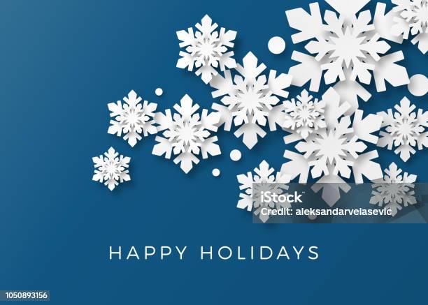 Holiday Card With Paper Snowflakes Stock Illustration - Download Image Now - Christmas, Winter, Holiday - Event