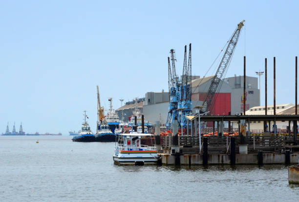 port of luanda - grain terminal - grandes moagens de angola bulk terminal, angola - baia de luanda imagens e fotografias de stock
