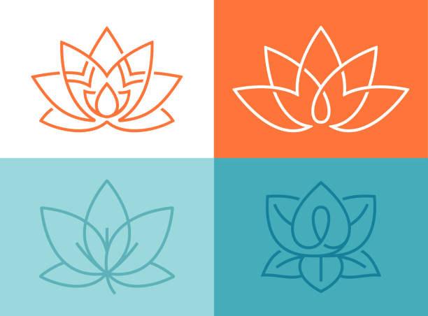 illustrazioni stock, clip art, cartoni animati e icone di tendenza di simboli del fiore di loto - water lily lotus flower water