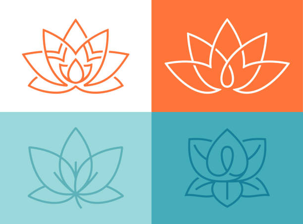 bildbanksillustrationer, clip art samt tecknat material och ikoner med lotus blomma symboler - indisk lotus