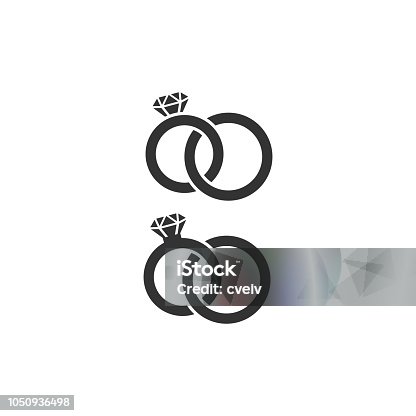 istock Diamond wedding rings black isolated icons. 1050936498