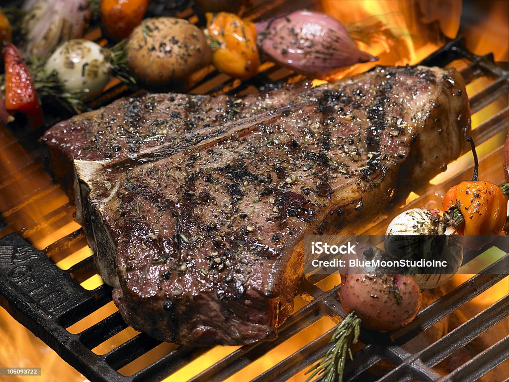 Steak Steak on grill T-bone Steak Stock Photo