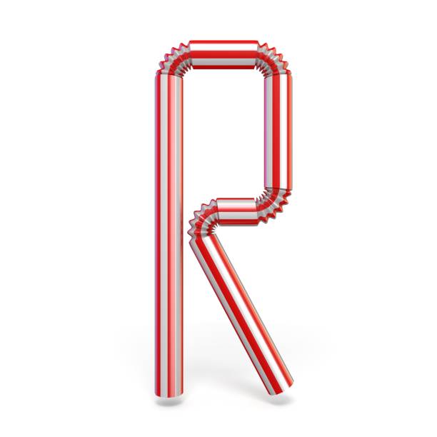 Drinking straw font Letter R 3D