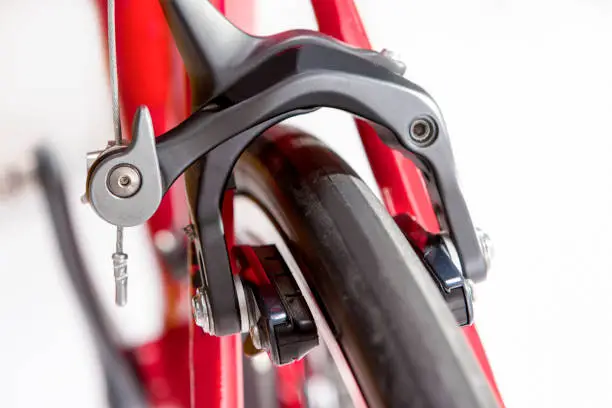 Photo of Bicycle Concept. Closeup of the Professional Front Brakes.