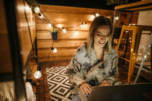 istock Night is inspiration for her blog 1050955312
