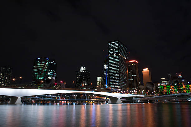 Brisbane City and the River at Night stock photo