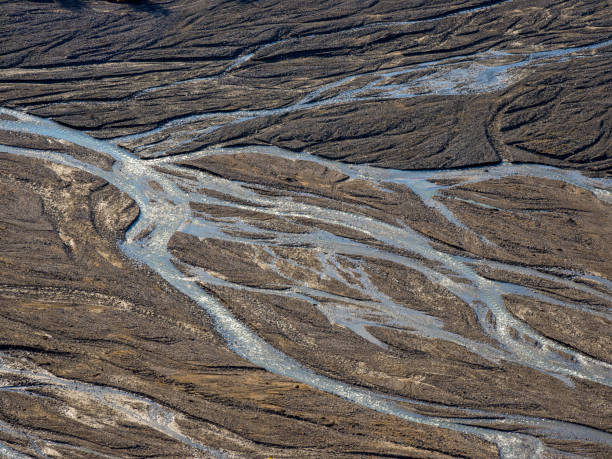 istock Braided River in Denali National Park, Full Frame of Riverbed 1050981782