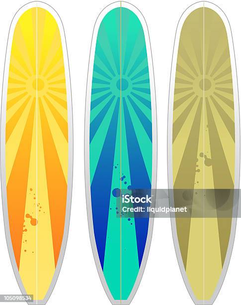 Deski Surfingowe - Stockowe grafiki wektorowe i więcej obrazów Bez ludzi - Bez ludzi, Dekoracja, Deska surfingowa
