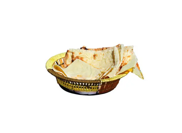 Armenian thin homemade pita bread in a small basket