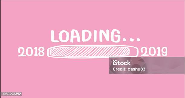 Progress Bar Almost Reaching New Years Eve Vector Illustration With 2019 Loading Stock Illustration - Download Image Now