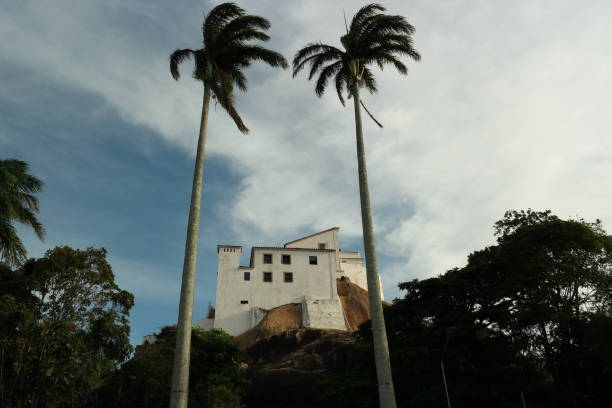 Palm trees and convent One of the most famous monasteries in Brazil in Vila Velha monastery stock pictures, royalty-free photos & images