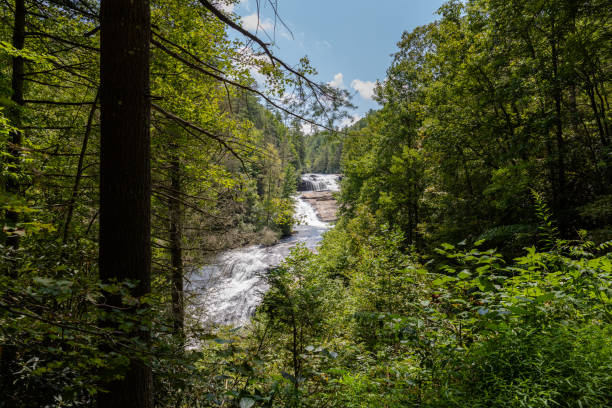 трипл-фолс, парк штата дюпон - северная каролина - triple falls стоковые фото и изображения