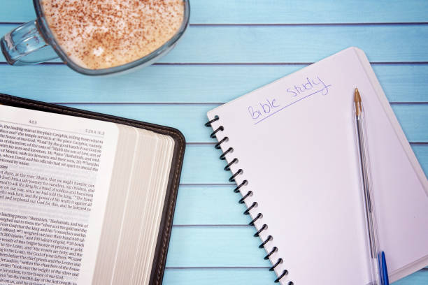 A Bible on a Wooden Table Set out for a Personal Bible Study