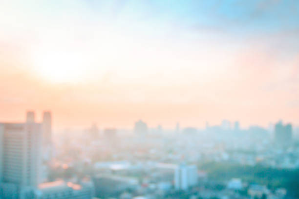Background of cityscape concept Abstract blurred aerial view city on twilight color sky and clouds bangkok city sunrise stock pictures, royalty-free photos & images